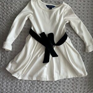 Polo by Ralph Lauren Kids Ivory Dress with Velvet Black Sash
